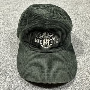 Vintage Tommy Hilfiger Corduroy Cap Hat Leather Strap Green Adult EUC